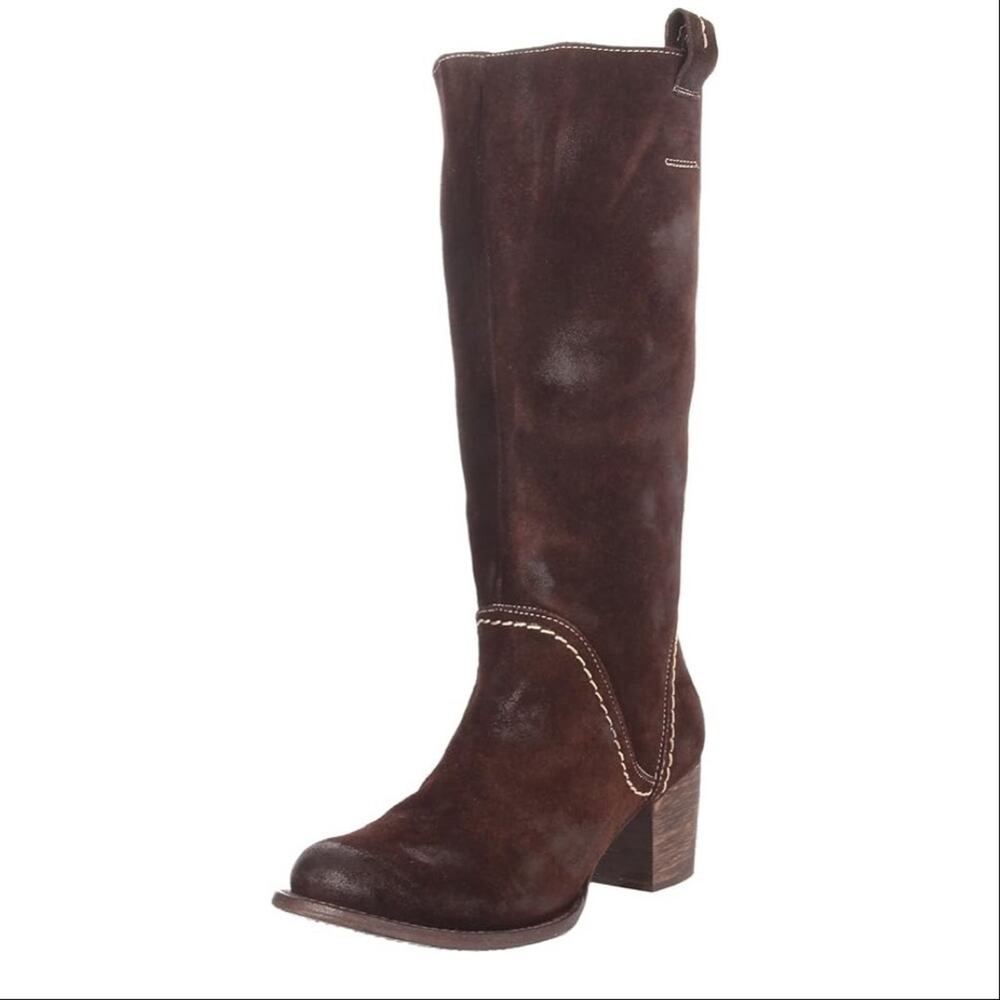 Bed Stu | Women's Toronto Brown Suede Boot Pull-On Tall Riding Western Leather 5